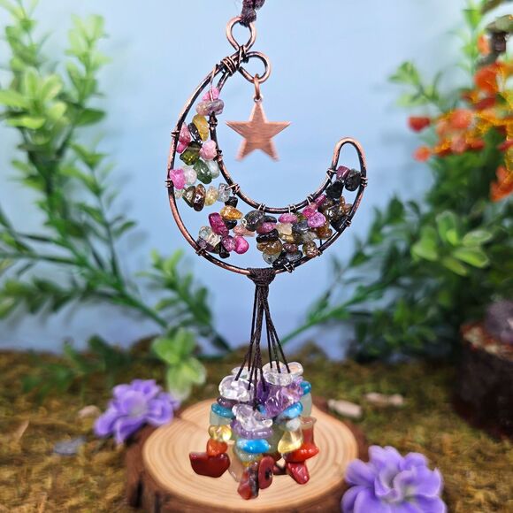 Handmade Watermelon Tourmaline Crystal Moon Décor #6 - Picture 1 of 3